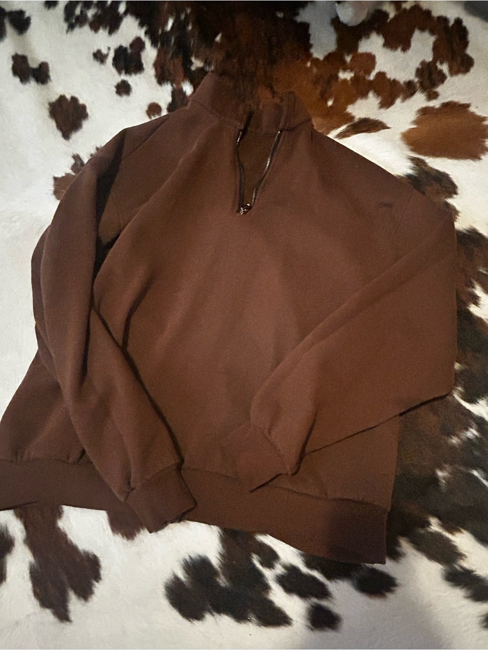 (3 for $25) Classic Brown Quarter-Zip Sweatshirt
